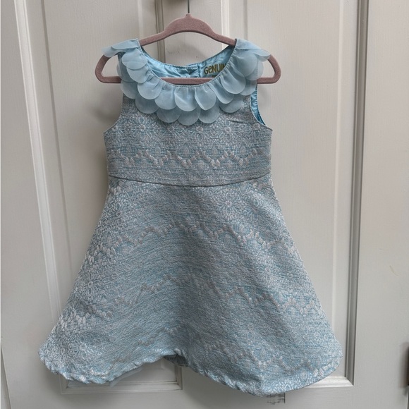 NWOT OshKosh B'gosh 3T Formal Blue Ruffled A-Line Sleeveless Dress - Picture 1 of 5